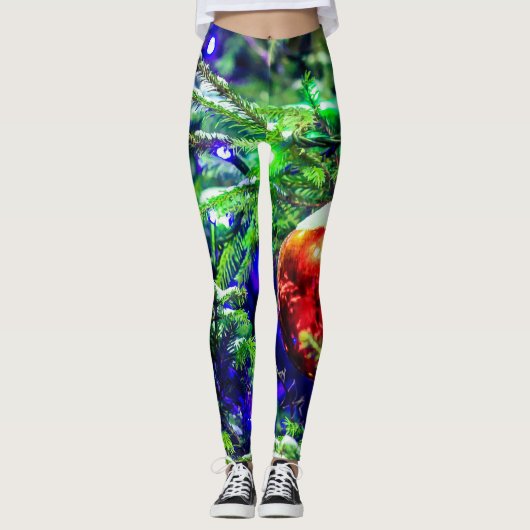 Roodbal met groene kerstboom leggings (Voorkant)