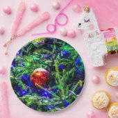 Roodbal met groene kerstboom papieren bordje (Feest)