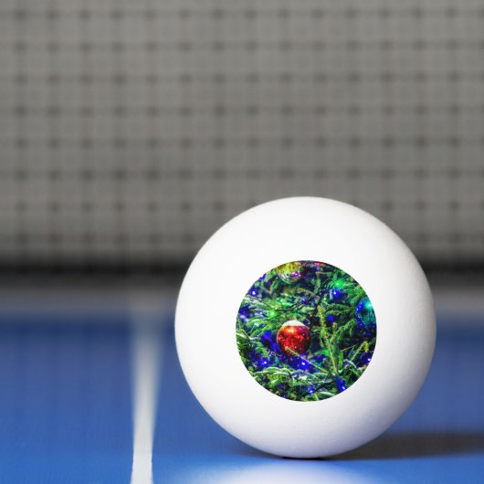 Roodbal met groene kerstboom pingpongbal (Net)
