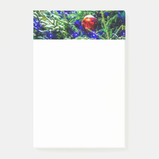 Roodbal met groene kerstboom post-it® notes (Voorkant)