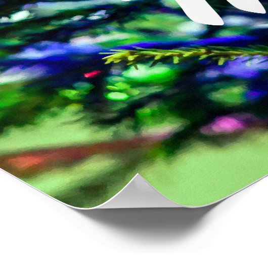 Roodbal met groene kerstboom poster (Hoek)