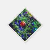 Roodbal met groene kerstboom servet (Hoek)