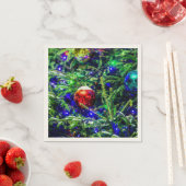 Roodbal met groene kerstboom servet (Insitu)