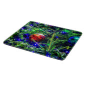 Roodbal met groene kerstboom snijplank (Hoek)