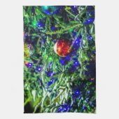 Roodbal met groene kerstboom theedoek (Verticaal)
