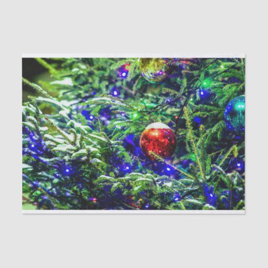 Roodbal met groene kerstboom tissuepapier (Voorkant)
