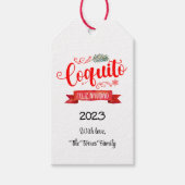 Roodbanner Feliz Navidad Round Sticker Cadeaulabel (Voorkant)