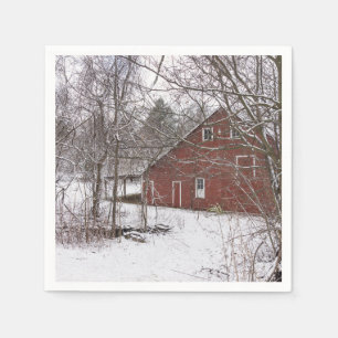 Roodbaron in de sneeuw servet