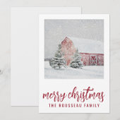 Roodbaron tijdens winterwintervakantie met kerstmi feestdagenkaart (Voorkant / Achterkant)