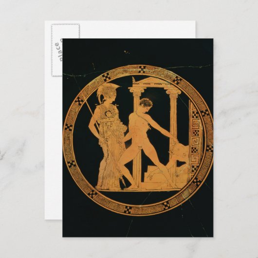 Roodbeeldbeker met afbeelding van Athena, Theseus Briefkaart (Voorkant / Achterkant)