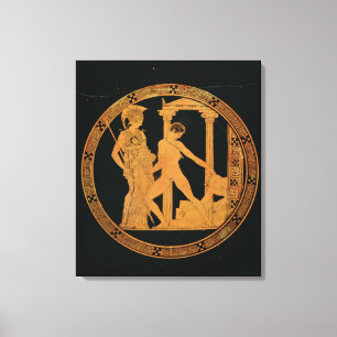 Roodbeeldbeker met afbeelding van Athena, Theseus Canvas Afdruk