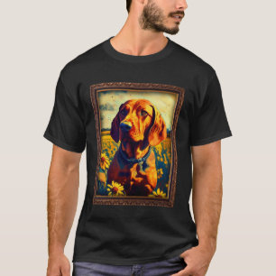 Roodbeen coonhound schilderij zonnebloem bloem mam t-shirt
