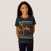 Roodbeen hond kerstmuts kerst lelijke Kerstmis T-shirt (Voorkant volledig)