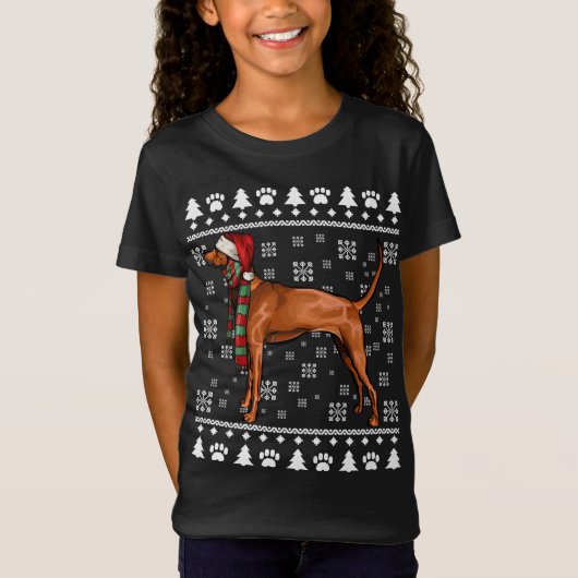 Roodbeen hond kerstmuts kerst lelijke Kerstmis T-shirt (Voorkant)