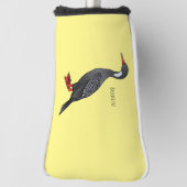Roodbeige aalscholver cartoon golfheadcover (Draai 90)