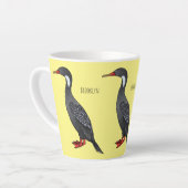 Roodbeige aalscholver cartoon latte mok (Linkerhoek)