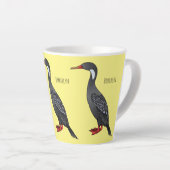 Roodbeige aalscholver cartoon latte mok (Rechterhoek)