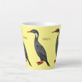 Roodbeige aalscholver cartoon latte mok (Voorkant)