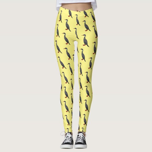 Roodbeige aalscholver cartoon leggings (Voorkant)