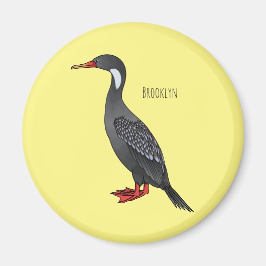 Roodbeige aalscholver cartoon magneet (Voorkant)