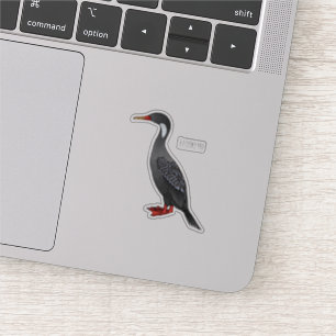 Roodbeige aalscholver cartoon sticker