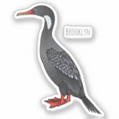 Roodbeige aalscholver cartoon sticker (Voorkant)