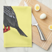 Roodbeige aalscholver cartoon theedoek (Quarter Fold)