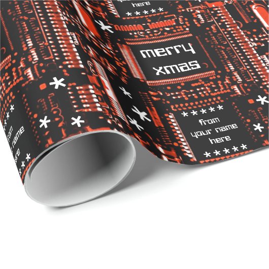 Roodbekabeling 'Merry Xmas van...' cadeauomslag Cadeaupapier (Rol Hoek)