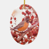 Roodbesrobin Keramisch Ornament (Voorkant)