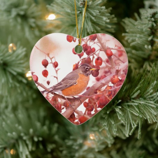 Roodbesrobin Keramisch Ornament (Boom)