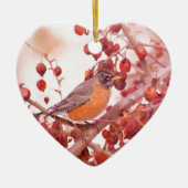 Roodbesrobin Keramisch Ornament (Voorkant)