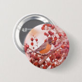 Roodbesrobin Ronde Button 5,7 Cm (Voorkant /achterkant)