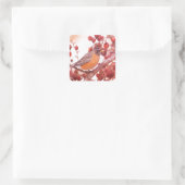 Roodbesrobin Vierkante Sticker (Tas)
