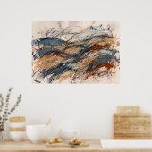Roodblauwe Abstracte Landschapsposter Poster (Keuken)