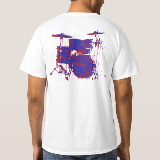 roodblauwe drumvaten wit t-shirt (Achterkant)