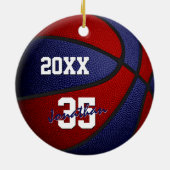 roodblauwe jongens mannen basketbal keramisch ornament (Achterkant)