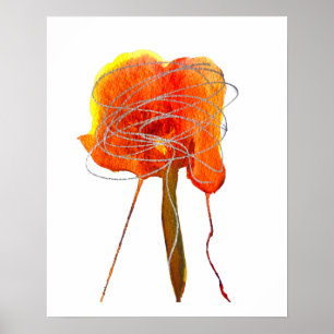 Roodbloem abstracte waterverf rode floraal poster