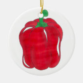 Roodbloem Pepper Gardening Keramisch Ornament (Voorkant)