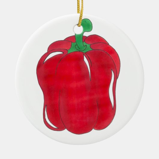 Roodbloem Pepper Gardening Keramisch Ornament (Voorkant)