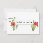 Roodbloemen Calligrafiescript Weddenschappen Kaart (Achterkant)