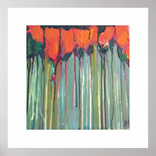 Roodbloemen, langwerpig gras poster (Voorkant)