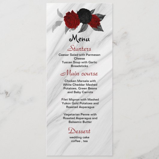 roodbloemen mooi trouwmenu menu