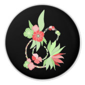 Roodbloemenpalmboom Keramische Knop (Voorkant)