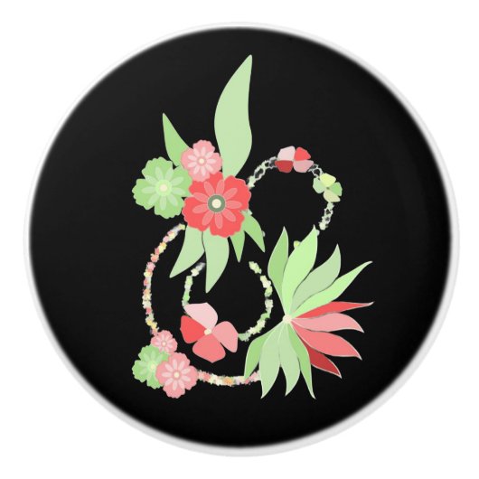 Roodbloemenpalmboom Keramische Knop (Voorkant)