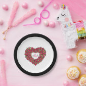 Roodbloemetjestulpje bouquet monogram papieren bordje (Feest)