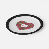 Roodbloemetjestulpje bouquet monogram papieren bordje (Gekanteld)