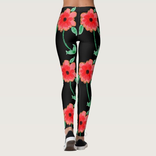 Roodbloemige Leggings (Achterkant)