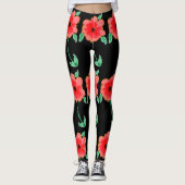 Roodbloemige Leggings (Voorkant)