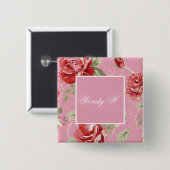 Roodbloesem Vierkante Button 5,1 Cm (Voorkant /achterkant)