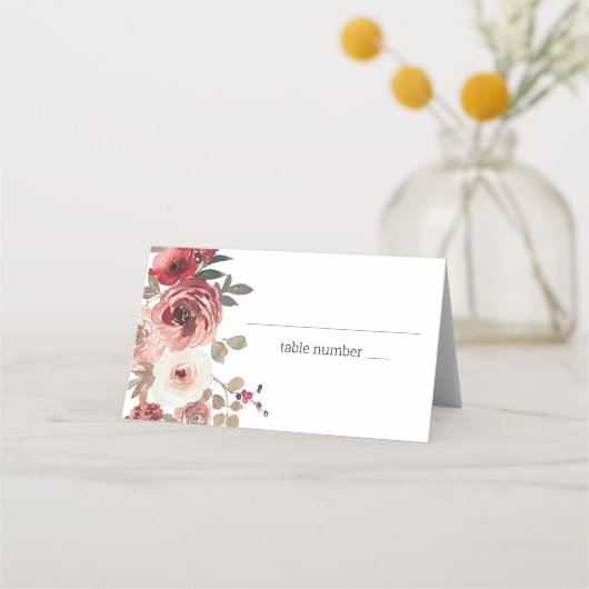 Roodbloesse Rozen bruiloft Plaatskaartje (Voorkant)